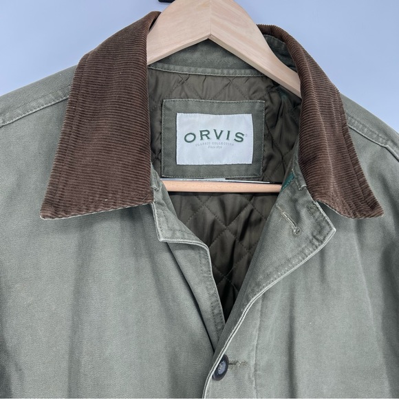 Men's Orvis Green Cotton Field Style Barn Chore Coat Jacket Size L - Picture 6 of 16